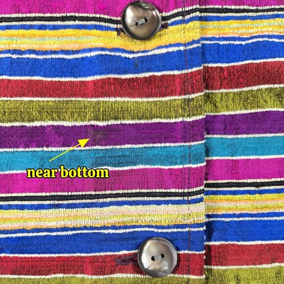 Vintage Chico's Design Silk Blend Multicolor Stripe Textured Jacket Eclectic - Picture 8 of 8